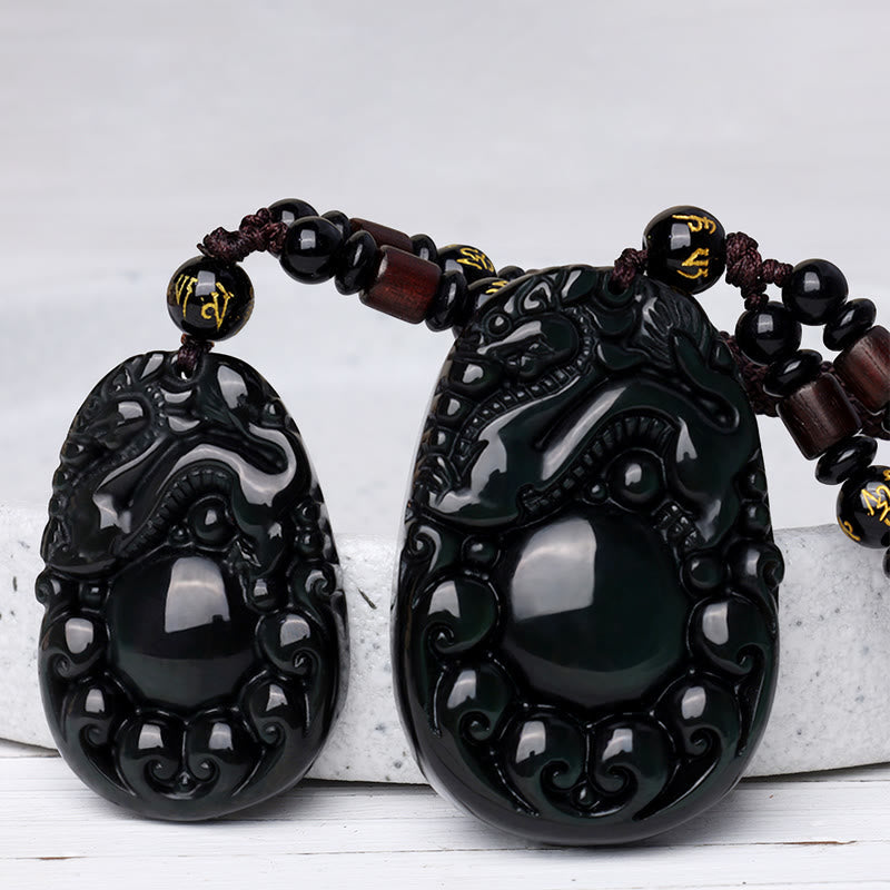 Carmiora tibetische positive Regenbogen-Obsidian-PiXiu-Halskette