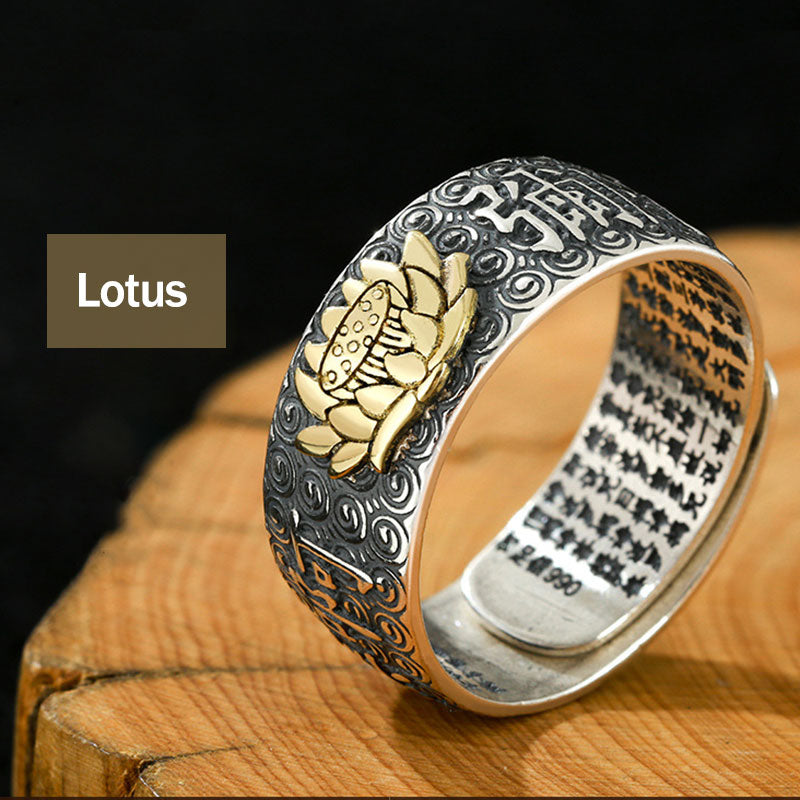 Carmiora Chinesischer Sternzeichen-Natal-Buddha-Reichtum-Glück-verstellbarer Ring