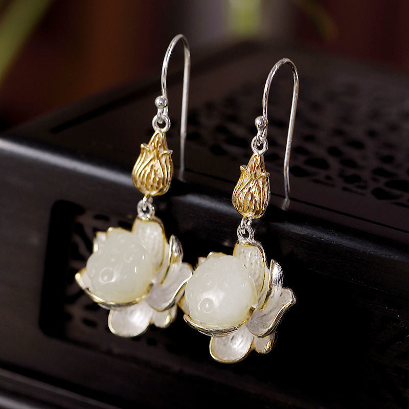Carmiora White Jade Protection Harmony Drop Ohrringe