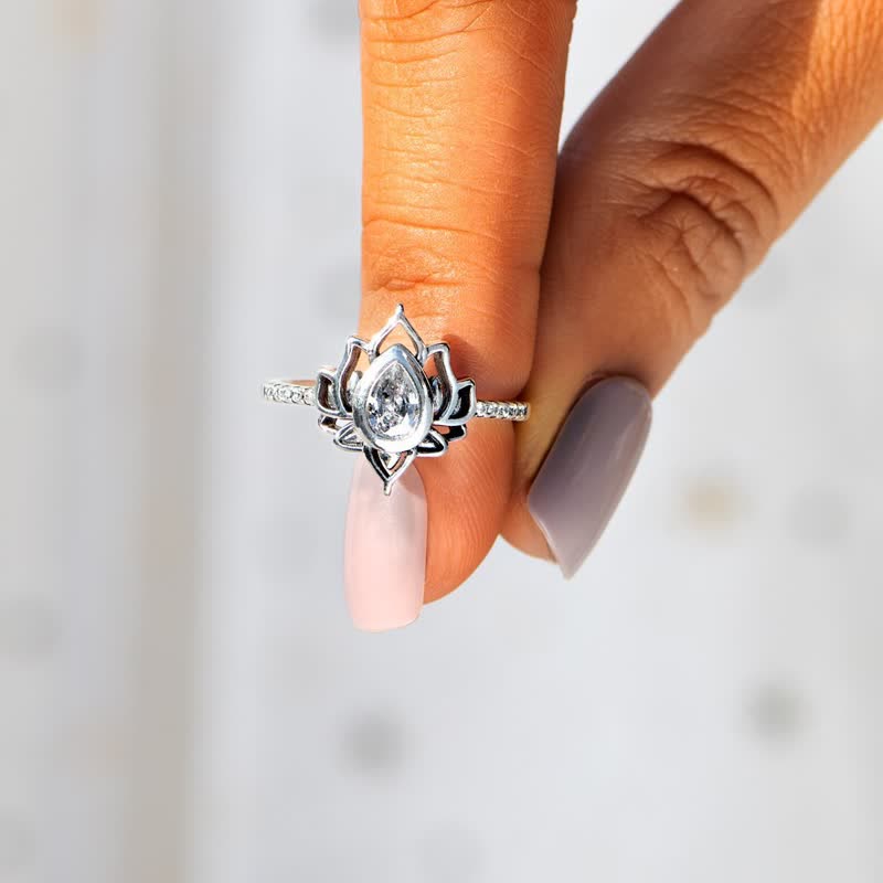 Carmiora Sterling Silber Lotus Zirkon Segensschutzring