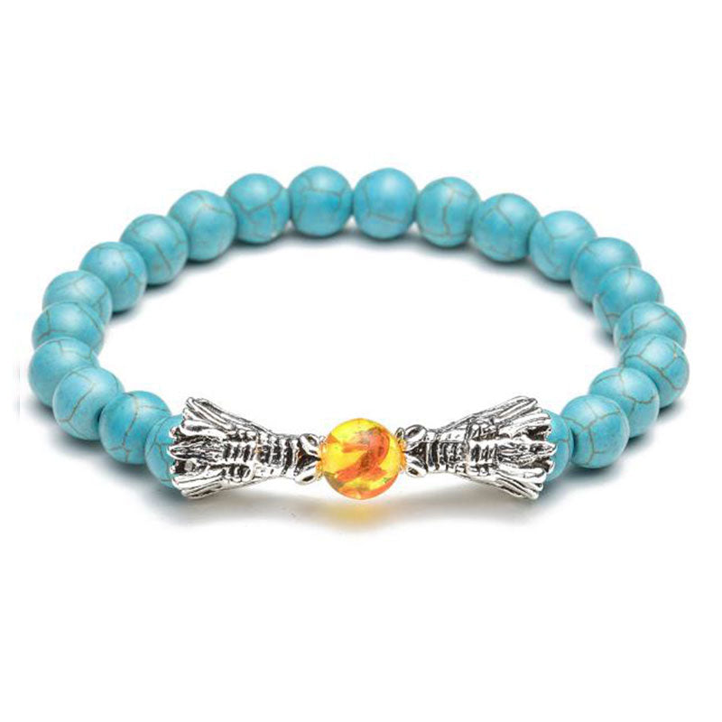 Carmiora Weiß Türkis Lava Rock Dragon Blessing Perlenarmband