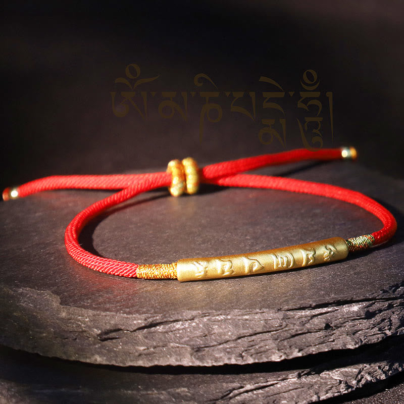 Carmiora tibetisch-buddhistisches handgefertigtes Mani-Mantra-Glücksarmband mit roter Schnur