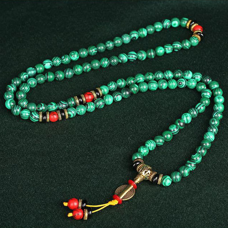 Carmiora tibetische 108 Mala Malachit Perlen Armband Halskette
