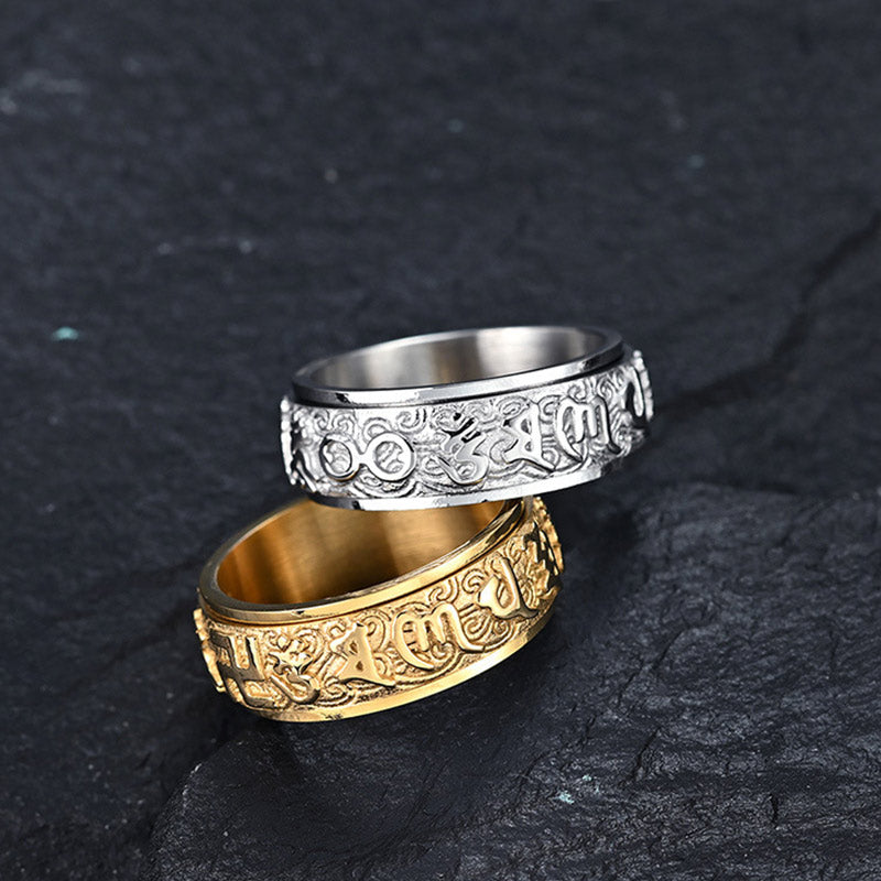 Carmiora Six True Words Balance Calm Titanstahlring