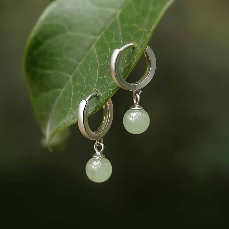 Carmiora Runde Jade Perlen Wohlstand Ohrringe