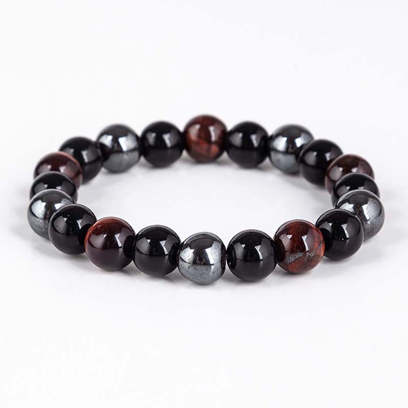 Carmiora tibetisches Tigerauge-Armband-Halsketten-Set