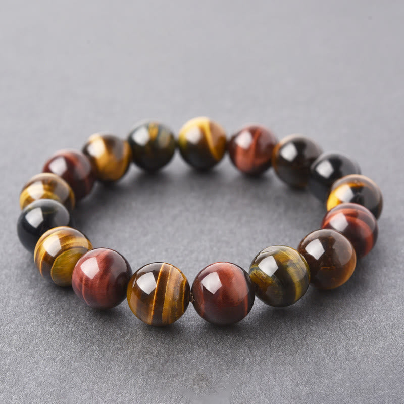 Carmiora Natürliches Tigerauge-Positive-Schutz-Armband