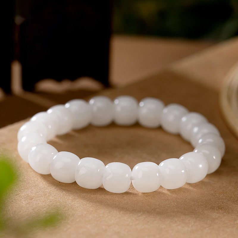 Carmiora Hetian Glückssegen-Armband aus weißer Jade