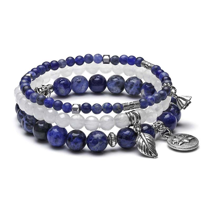 Carmiora 3PCS natürliches Quarzkristall-Perlen-Heilenergie-Lotus-Armband
