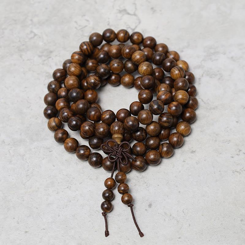 Carmiora 108 Mala Perlen Armband Gebet Meditation Sandelholz Elastisch
