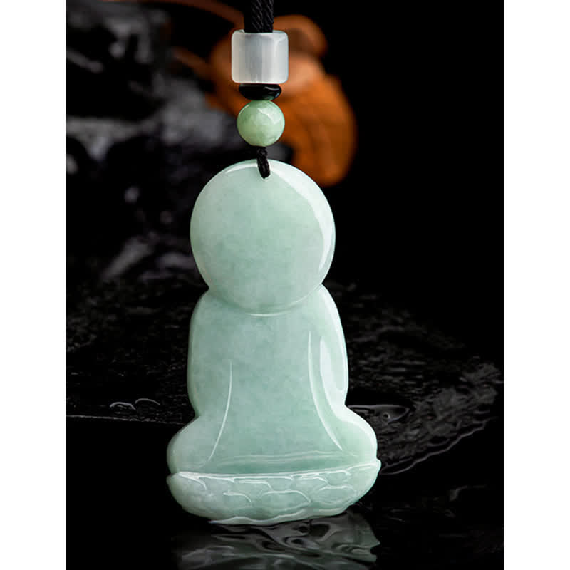 Carmiora Amitabha Buddha Jade Amulett Halskette mit Mitgefühl