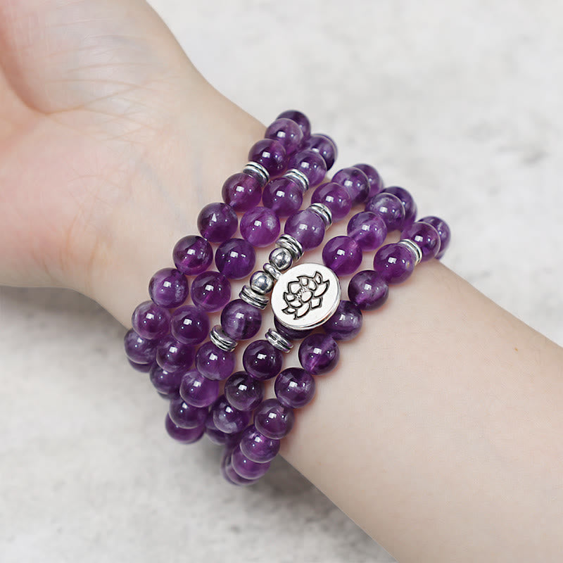 Carmiora Natürliches Amethyst-Reinigungs-Mala-Armband