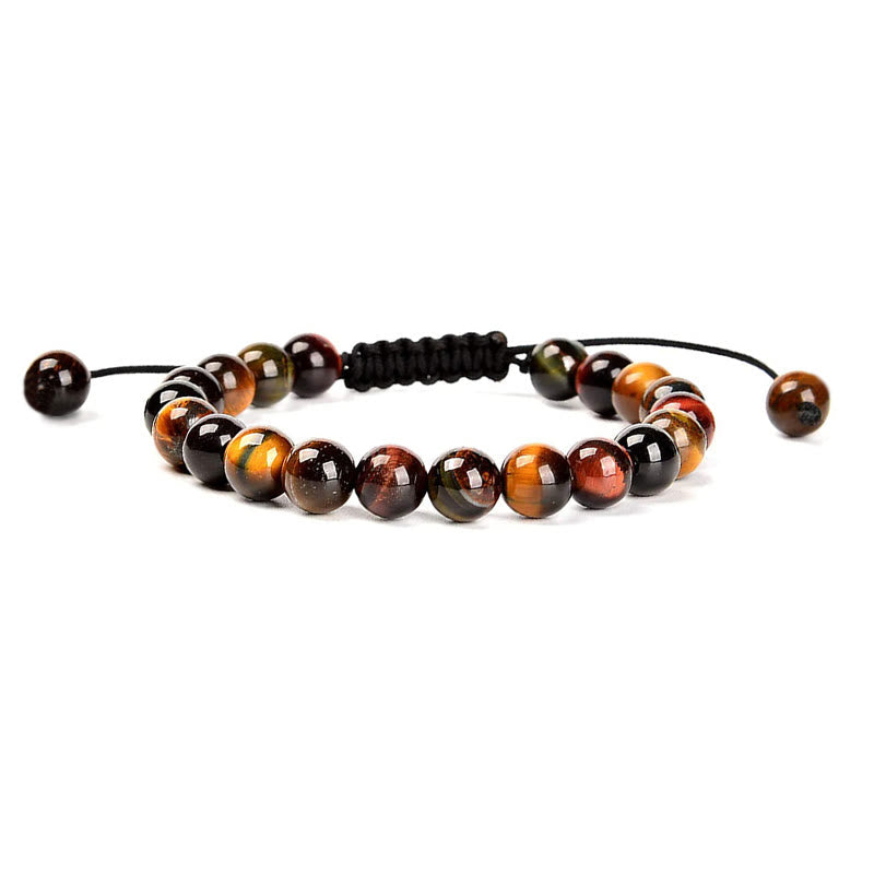 Carmiora Natürliche Heilkraft Edelstein-Kristallperlen, Unisex, verstellbares Makramee-Armband