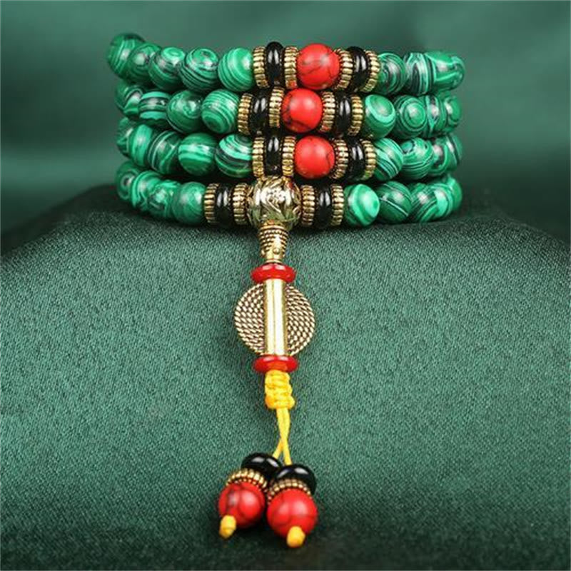 Carmiora tibetische 108 Mala Malachit Perlen Armband Halskette
