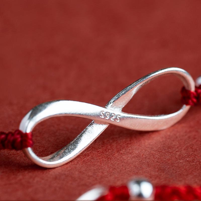 Carmiora 925 Sterling Silber Endless Knot Protection Luck Red String Armband Fußkettchen