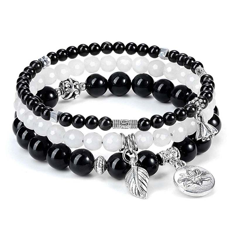 Carmiora 3PCS natürliches Quarzkristall-Perlen-Heilenergie-Lotus-Armband