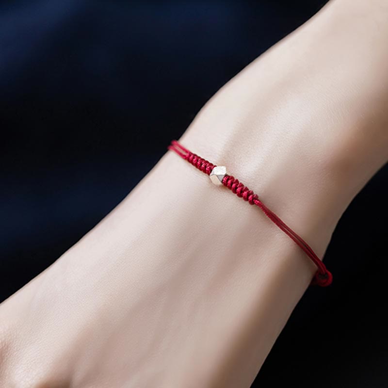 Carmiora 925 Sterling Silber Glücksperlenschutz Rote Schnur Geflochtenes Armband