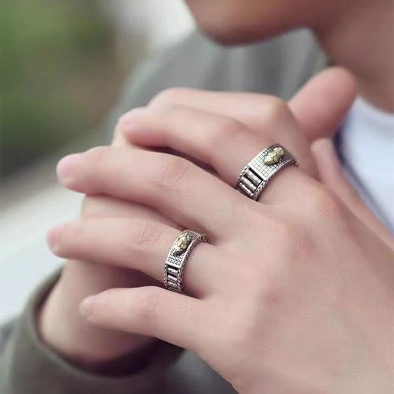 Carmiora Lucky FengShui PiXiu Reichtum Gebetsmühlen Paar Ring