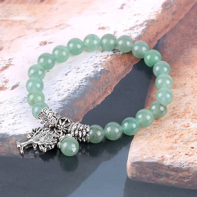 Carmiora Stretch-Armband mit natürlichem Edelstein, Baum des Lebens, Glücksbringer