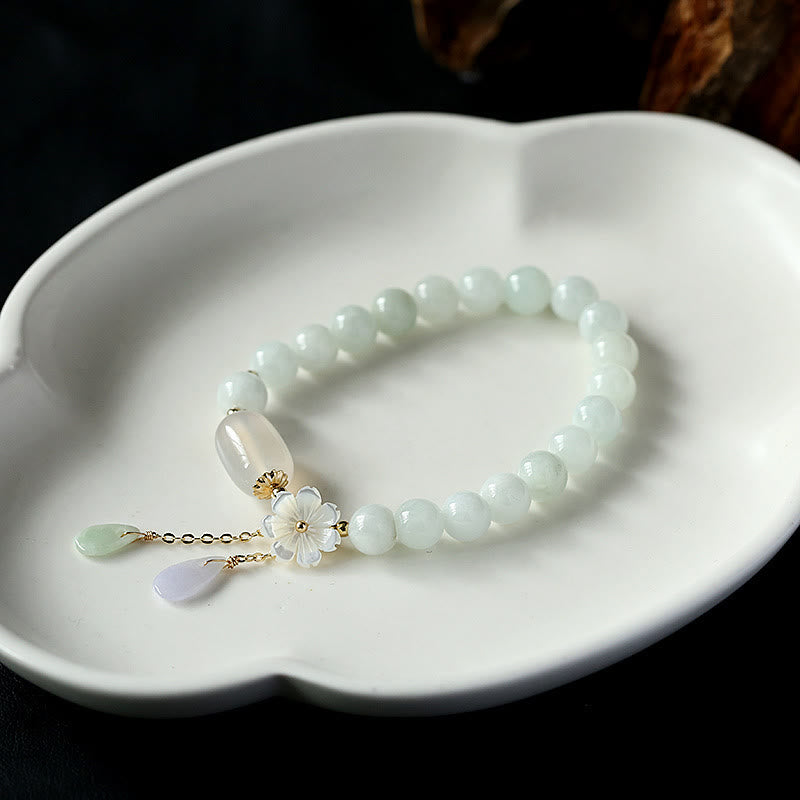Carmiora Glücksarmband aus natürlicher weißer Jade