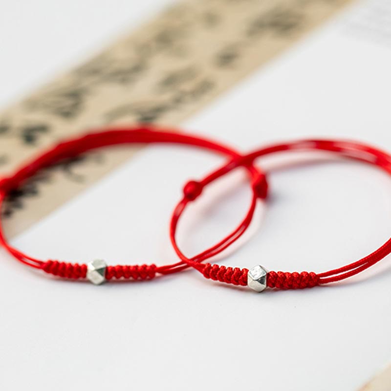 Carmiora 925 Sterling Silber Glücksperlenschutz Rote Schnur Geflochtenes Armband