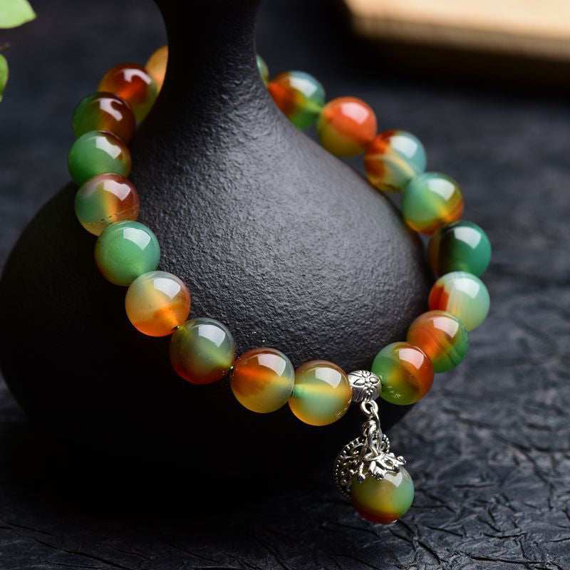 Carmiora tibetisches natürliches grünes Achat-Heilarmband