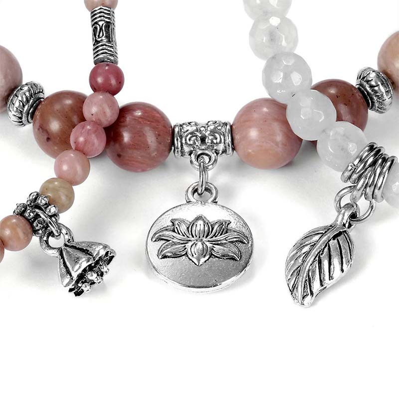 Carmiora 3PCS natürliches Quarzkristall-Perlen-Heilenergie-Lotus-Armband