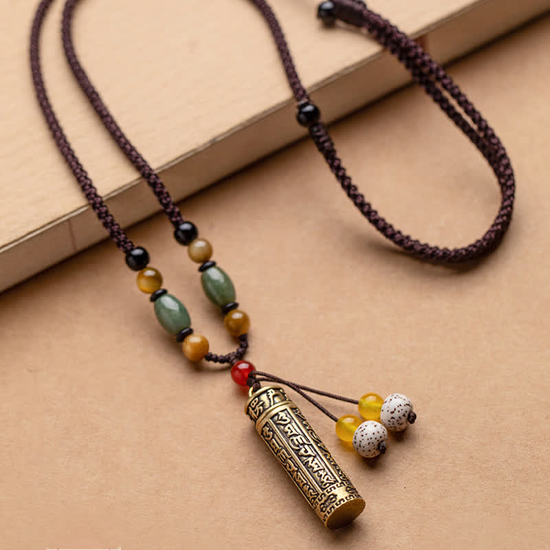 Carmiora Tibet Om Mani Padme Hum Achat Shurangama Sutra Schutz Halskette Anhänger