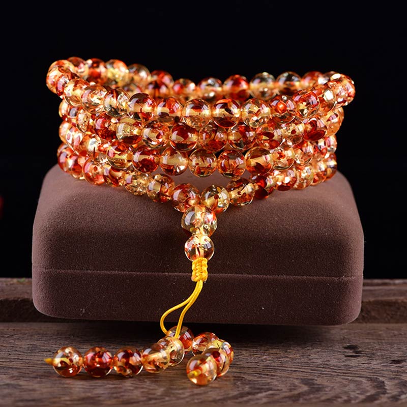 Carmiora 108 Perlen Bernstein Mala Balance Armband
