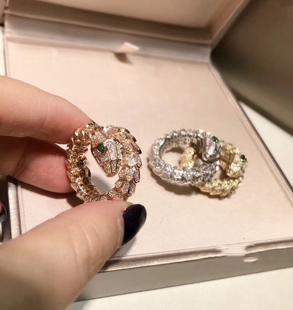 Serpentinenring Silber