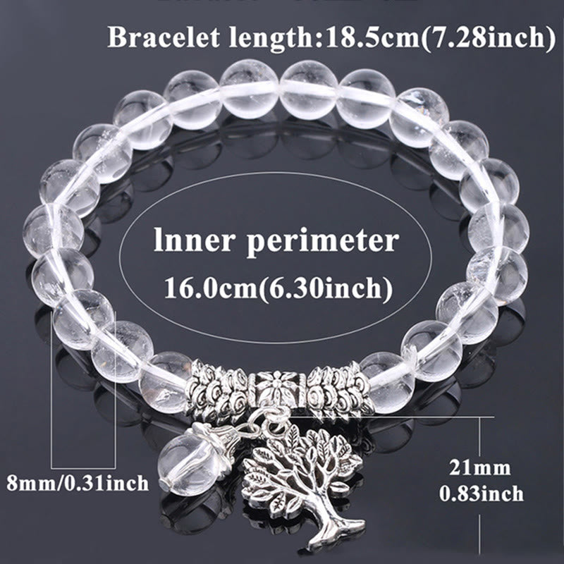 Carmiora Stretch-Armband mit natürlichem Edelstein, Baum des Lebens, Glücksbringer