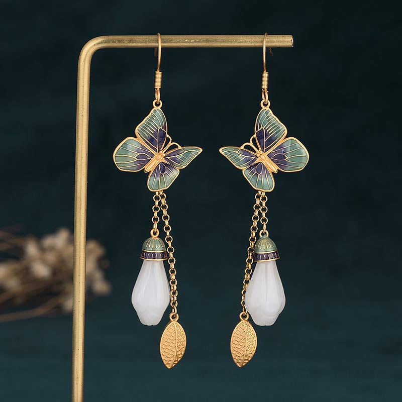 Carmiora FengShui Glücksohrringe aus weißer Jade