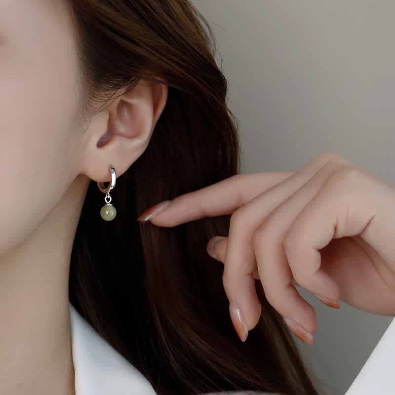 Carmiora Runde Jade Perlen Wohlstand Ohrringe