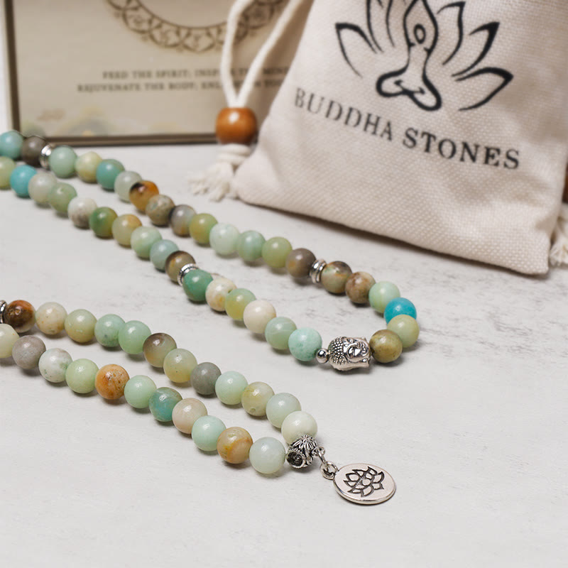 Carmiora Lotus Kristallstein 108 Perlen Mala Armband