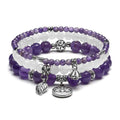 Carmiora 3PCS natürliches Quarzkristall-Perlen-Heilenergie-Lotus-Armband