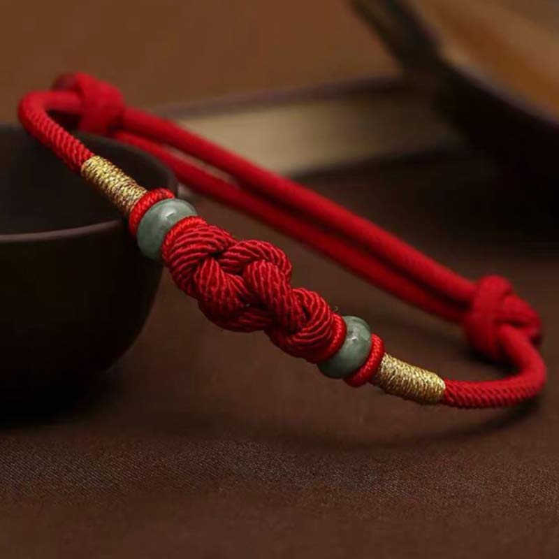 Carmiora Red String Jade Glück Glücksknoten geflochtenes Paararmband