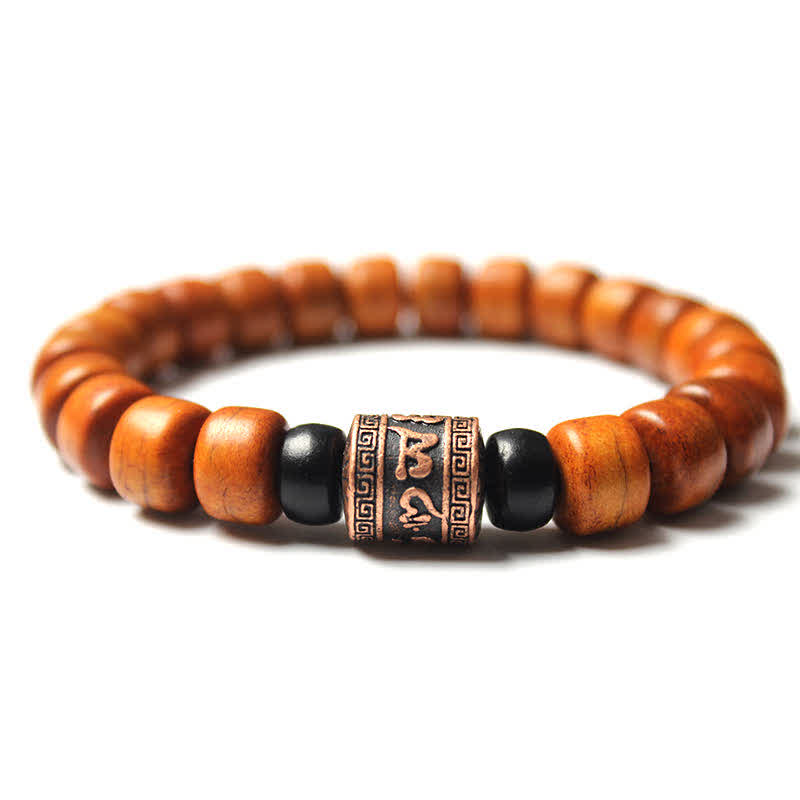 Carmiora tibetisches Yak-Knochen-Armband Om Mani Padme Hum