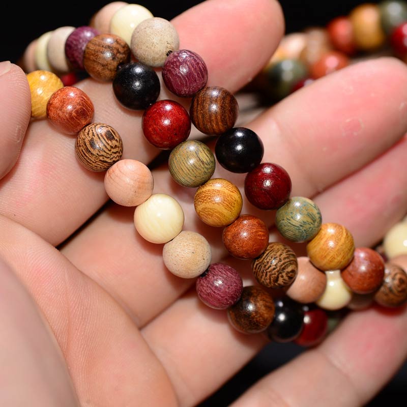 Carmiora 108 Perlen Wenge Holz Mala Segen Meditationsarmband