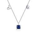 Elegante, azurblaue, quadratische Halo-Halskette