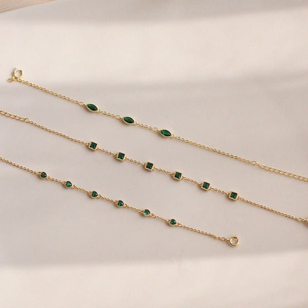 Smaragdarmband (massives Silber) - 3 Stile