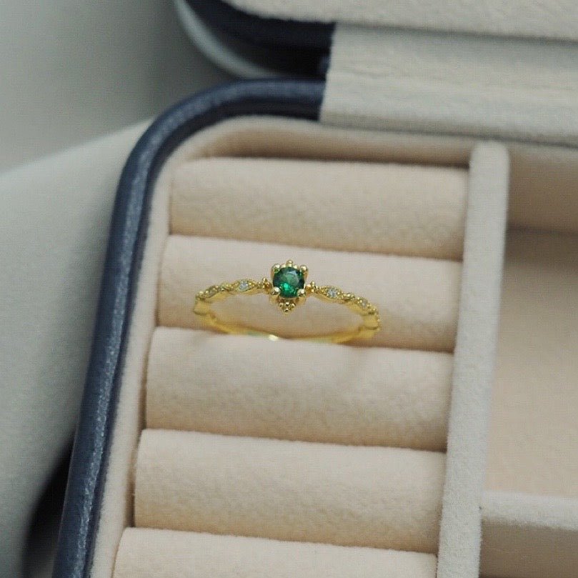 Smaragdring (massives Silber) - Diana