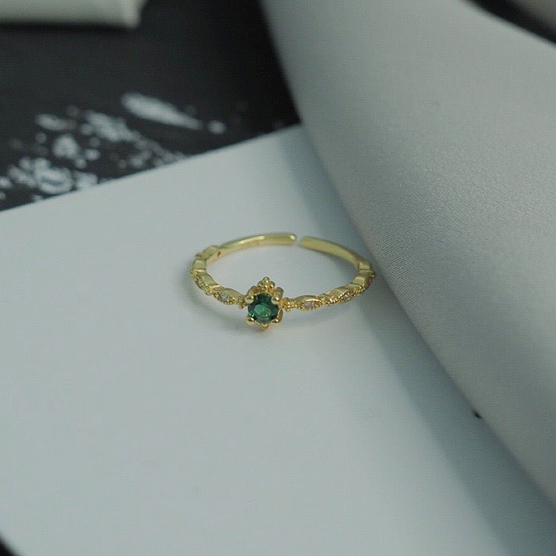 Smaragdring (massives Silber) - Diana