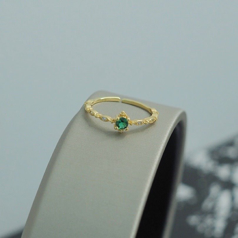 Smaragdring (massives Silber) - Diana