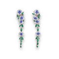 Luxuriöse blau-grüne florale Ohrhänger - Designer-Edelsteinschmuck