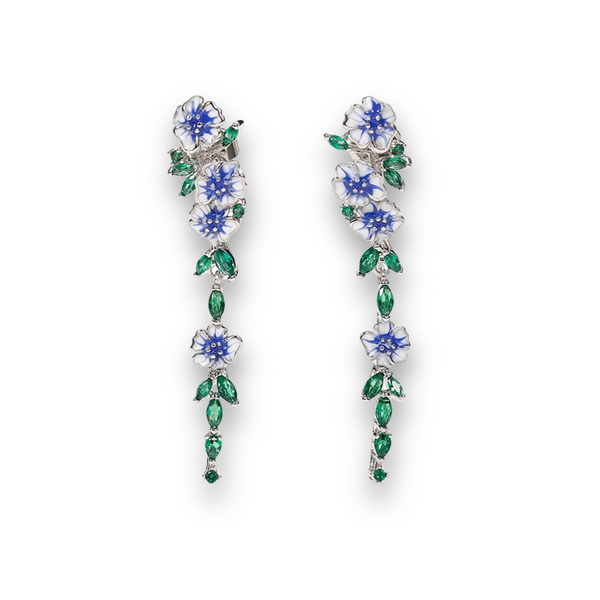 Luxuriöse blau-grüne florale Ohrhänger - Designer-Edelsteinschmuck