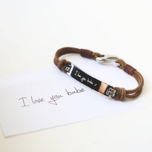 Lederarmband mit gravierter Handschrift