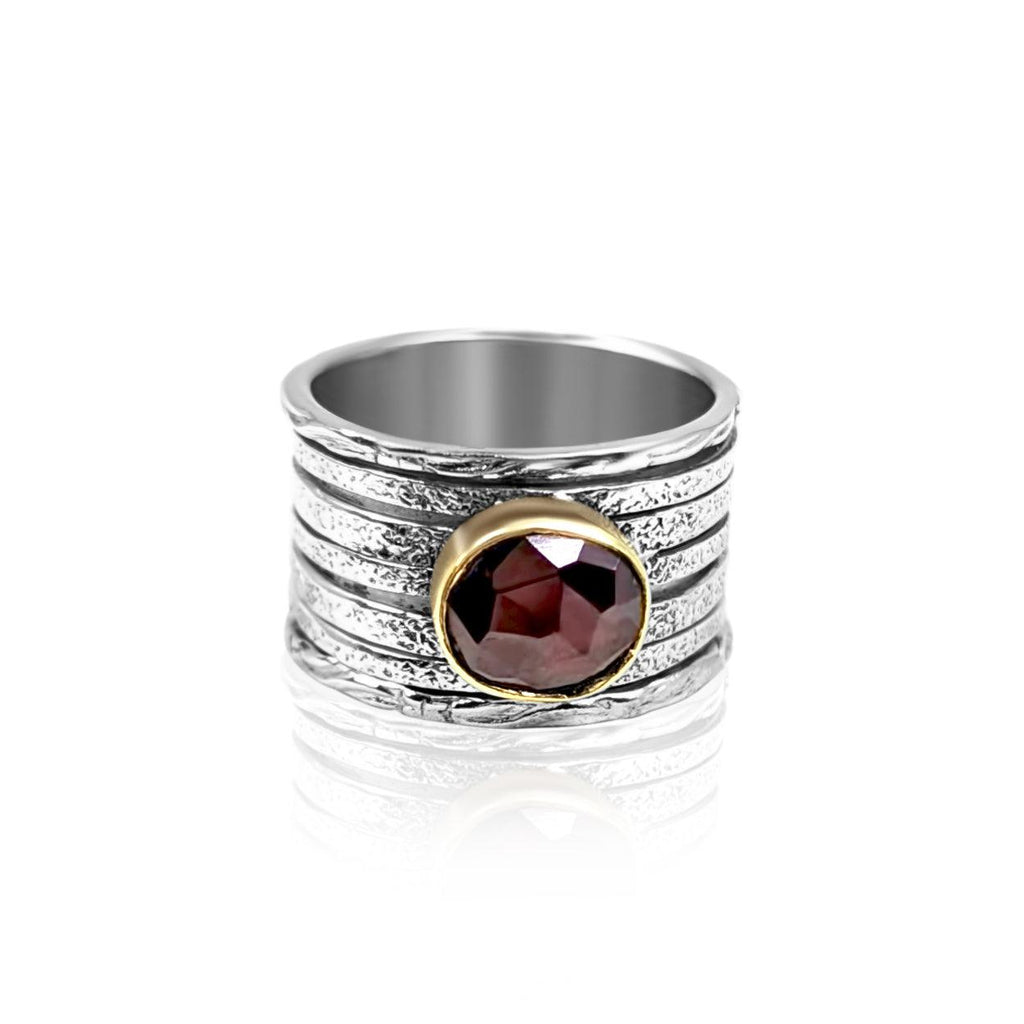 Esme - Drehring aus Granat und Sterlingsilber