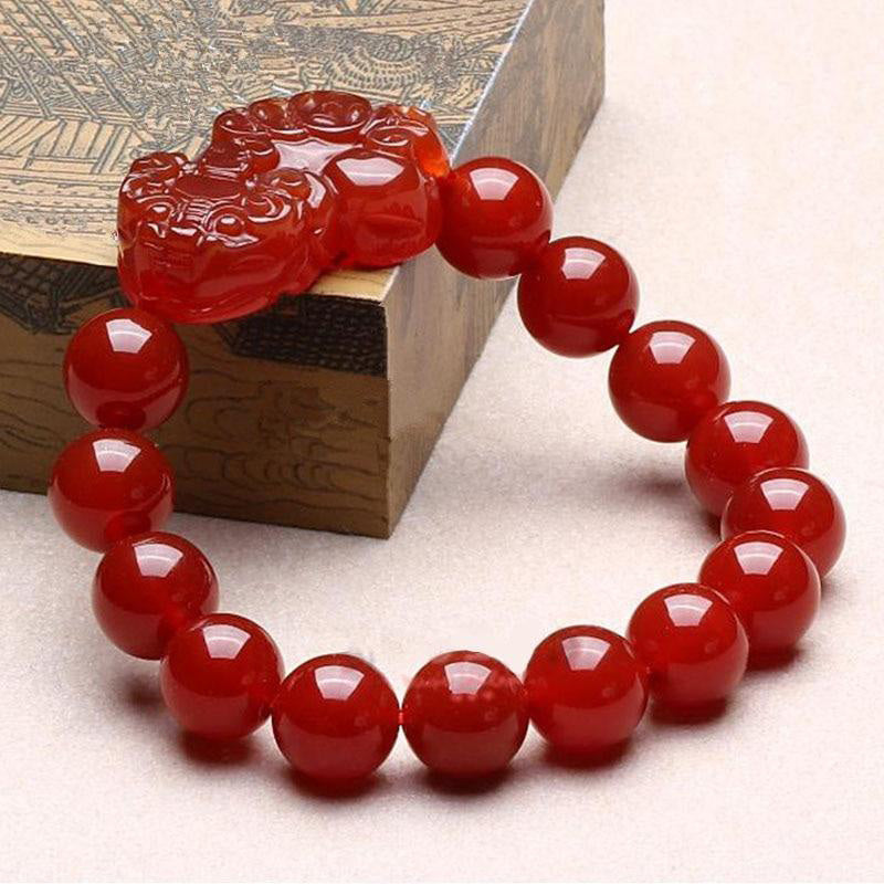Carmiora Roter Achat Lucky Pixiu Reichtum Glücksarmband
