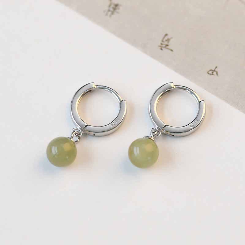 Carmiora Runde Jade Perlen Wohlstand Ohrringe