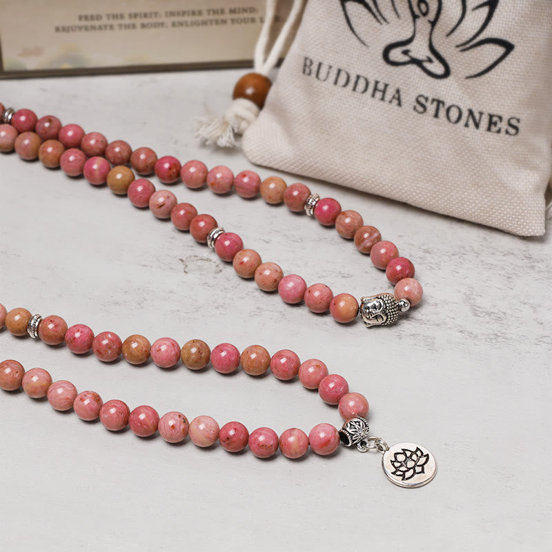 Carmiora Lotus Kristallstein 108 Perlen Mala Armband